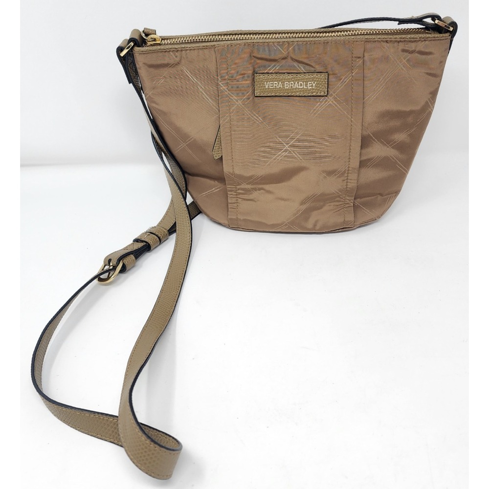 Vera Bradley Crossbody Bag Taupe Tote Leather Strap